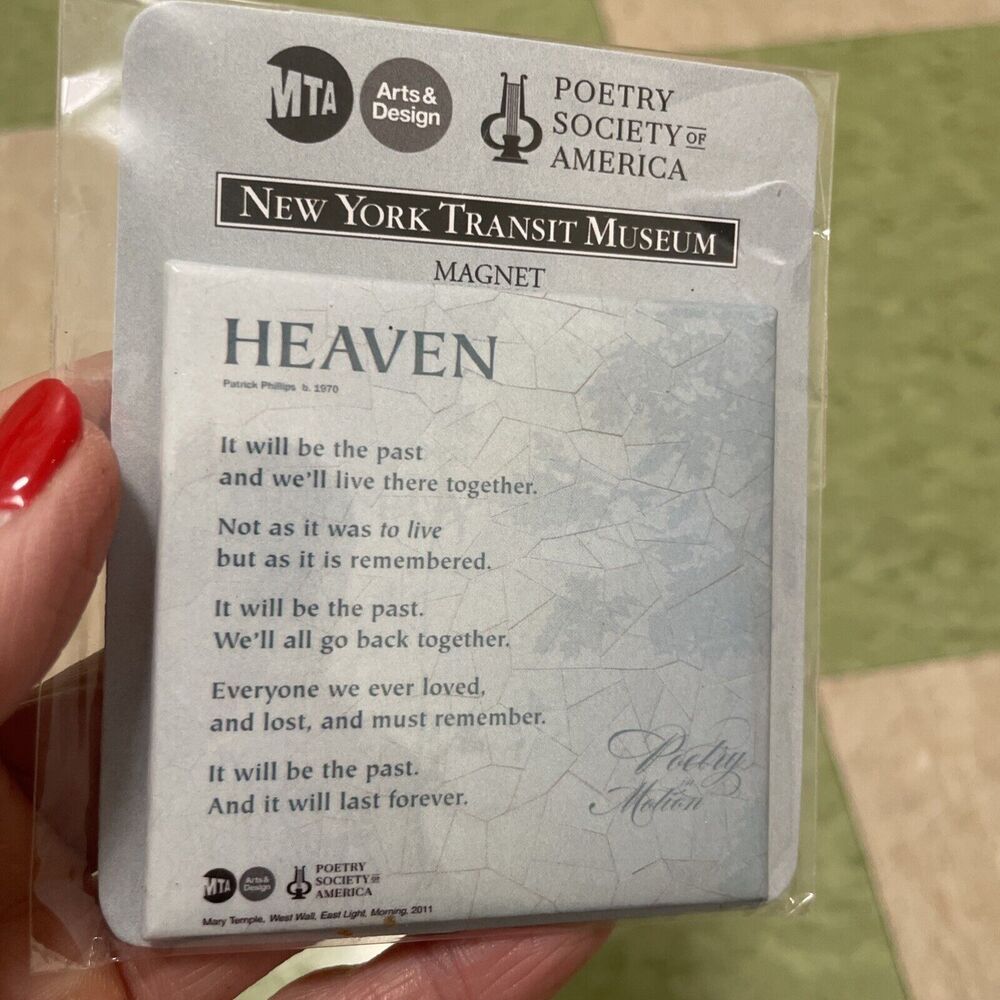 New York Transit Museum Poetry Society Of America Refrigerator Magnet Heaven
